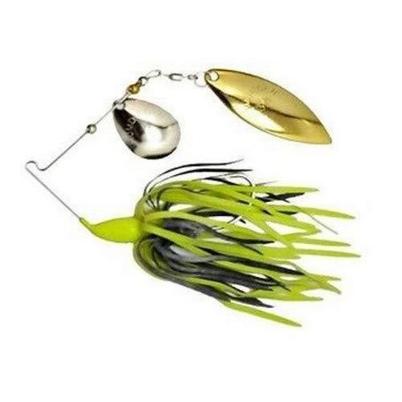 Humdinger Spinnerbait, 14 Oz 40 Hook, Gold ColoradoNickel Willow Blade, ChartreuseBlack Skirt 01-L